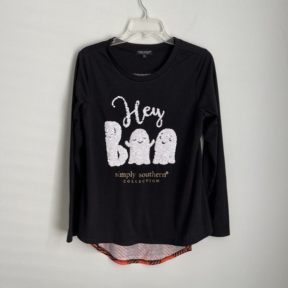 Simply Southern Collection Women's Black Orange Sequin Embellished Hallo… - Picture 1 of 7